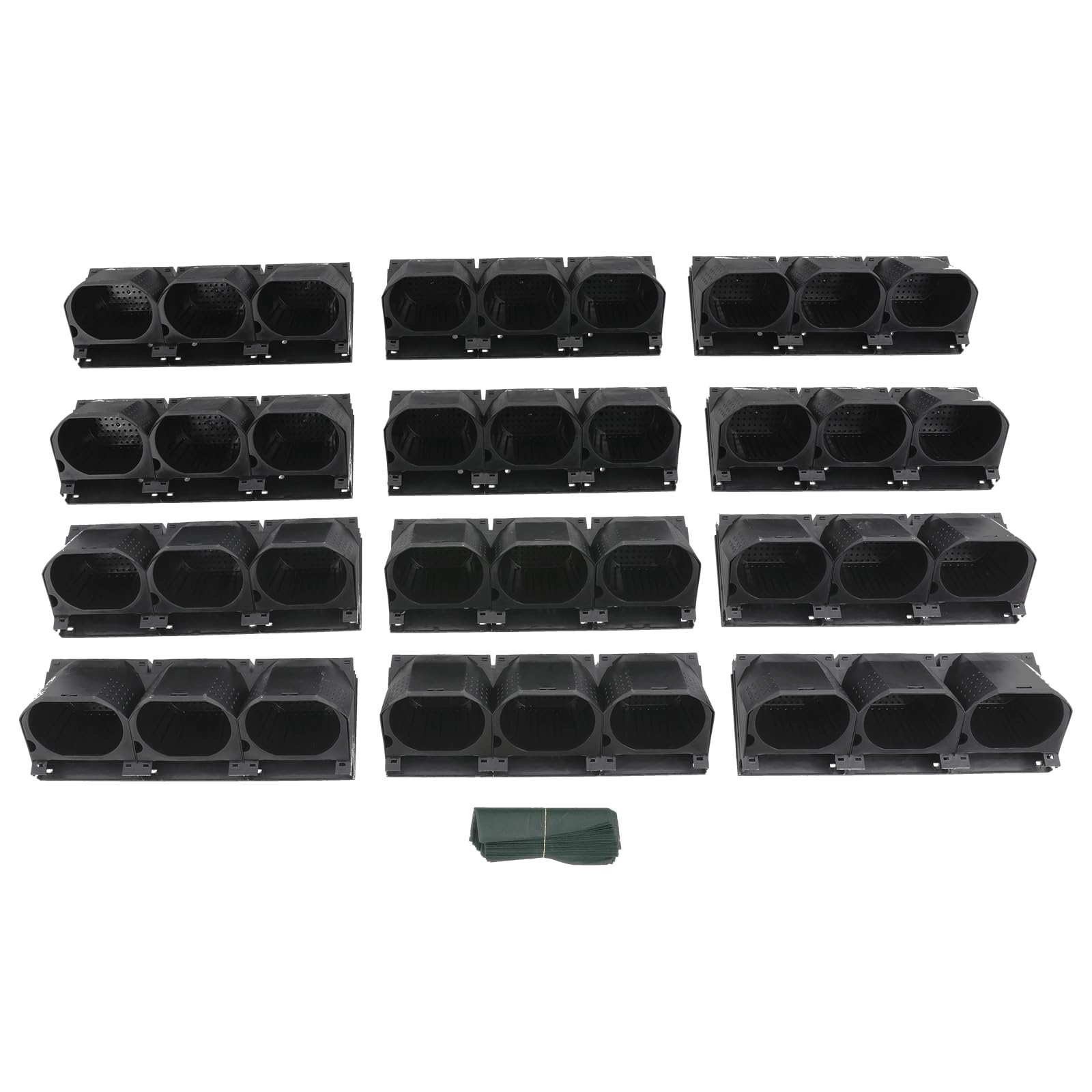 Pianta da parete, vaso da giardino verticale, modulo per piante da giardino, balcone, 36 vasi, 12 pezzi, 50 x 14,5 x 16,6 cm, per interni ed esterni, per fiori, verdure, erbe aromatiche (nero)