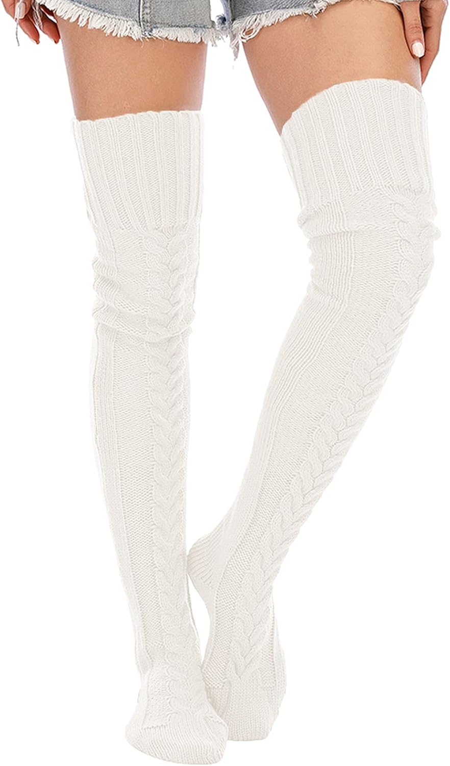 YELAIVP Women's Cable Knit Thigh High Socks Over the Knee Sock Extra Long Leg Warmers - Image 9