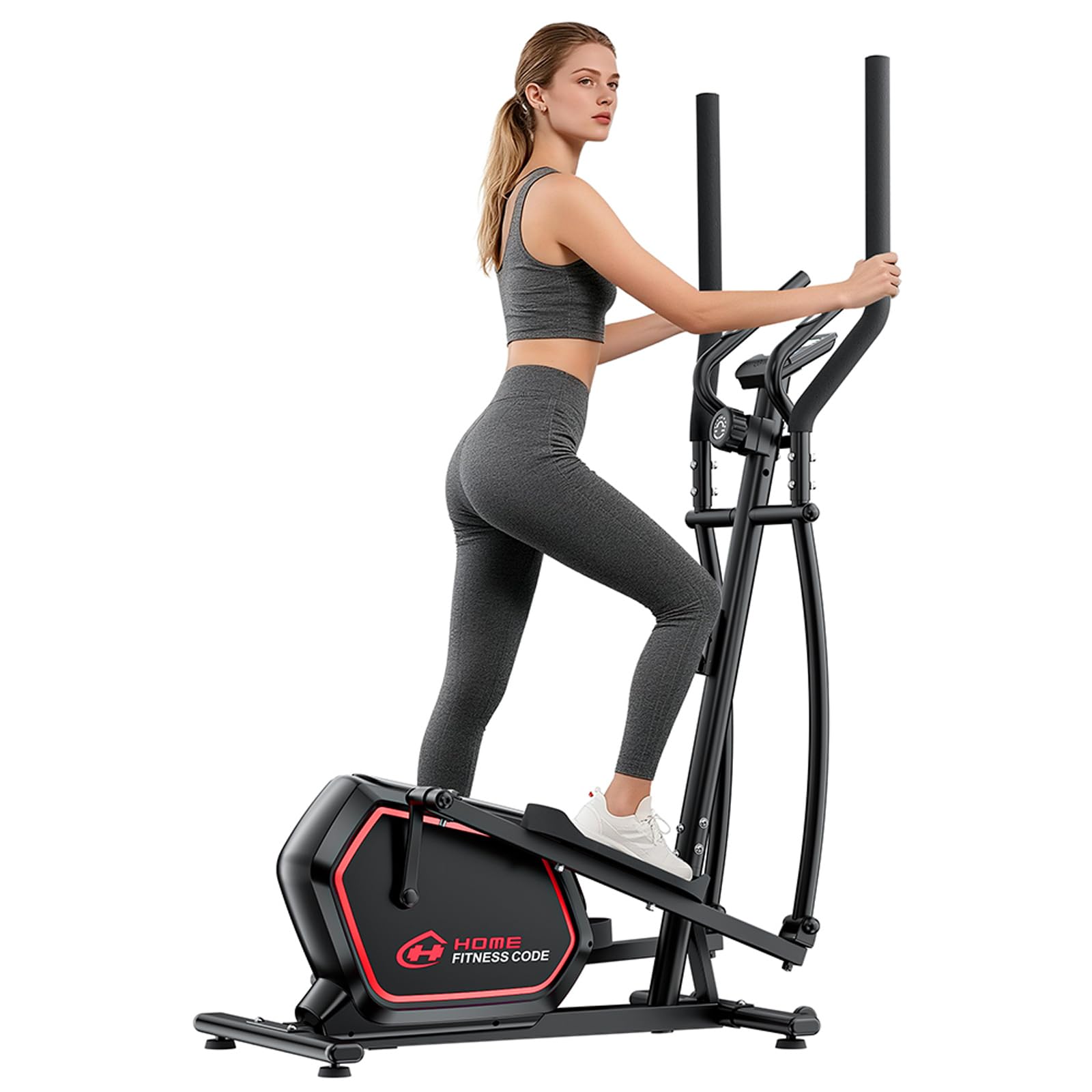 Vélo Elliptique Pliable, Vélo d’Appartement Compact, Cardio-Training à Domicile, 16 Niveaux de Résistance Magnétique, Écran LCD, Capteur de Pouls, Ultra Silencieux 30 DB, Charge 150 Kg