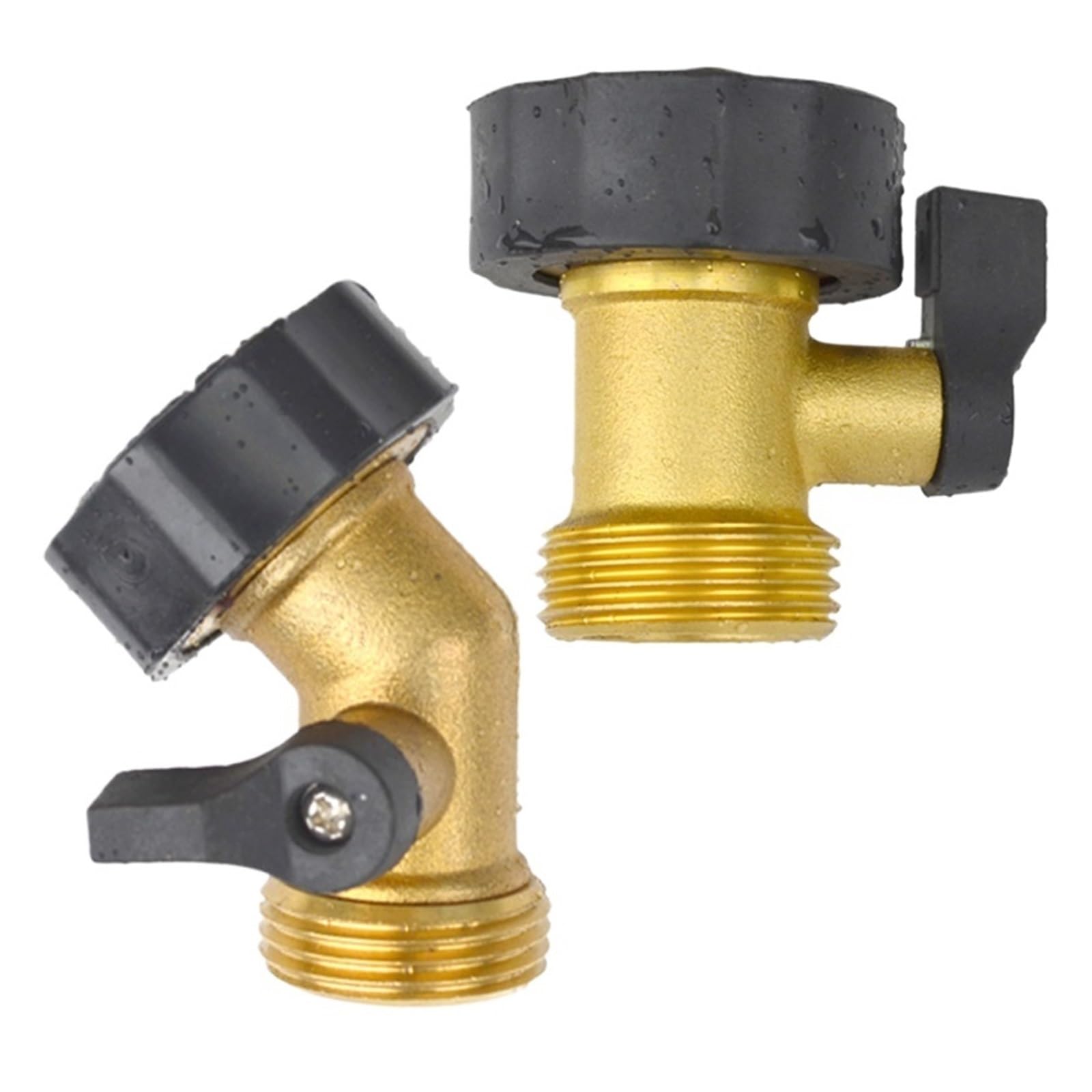 Compatible con conector divisor de manguera jardín latón resistente 3/4 ", adaptador espiga 4 válvulas, grifo for exteriores(Gold)