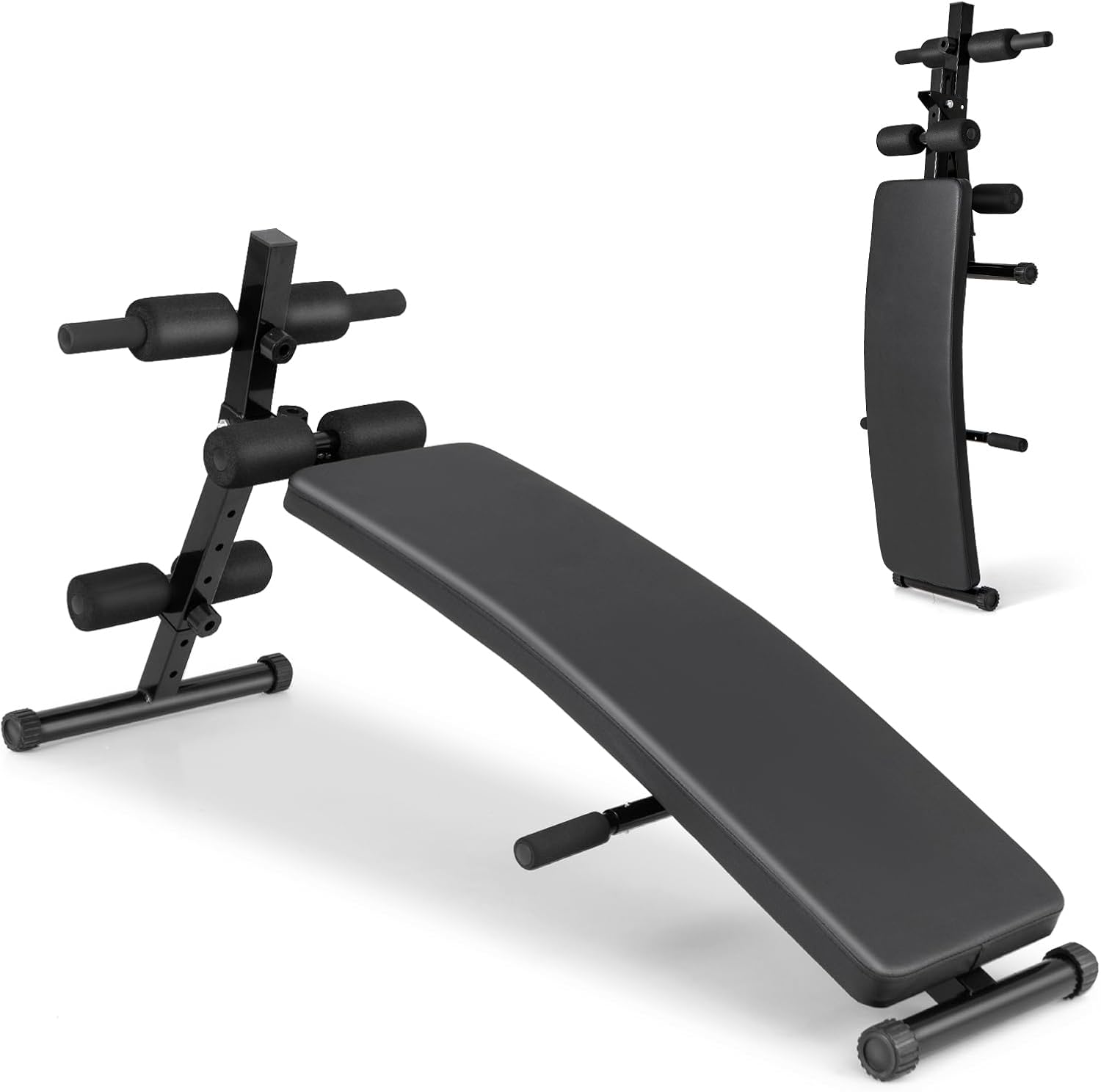 KOTEK Sit Up Bench, Adjustable Ab Bench with Cushioned Seat & Anti-Slip Foot Pads for Core & Strength Training, Foldable Decline Workout Bench for Home Gym, 300 Lbs Weight Capacity