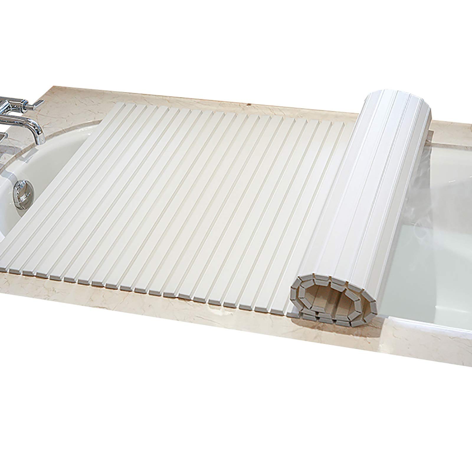 Tapa para baño premium de 120x75 cm con aislamiento térmico y diseño estilizado de obturador blanco