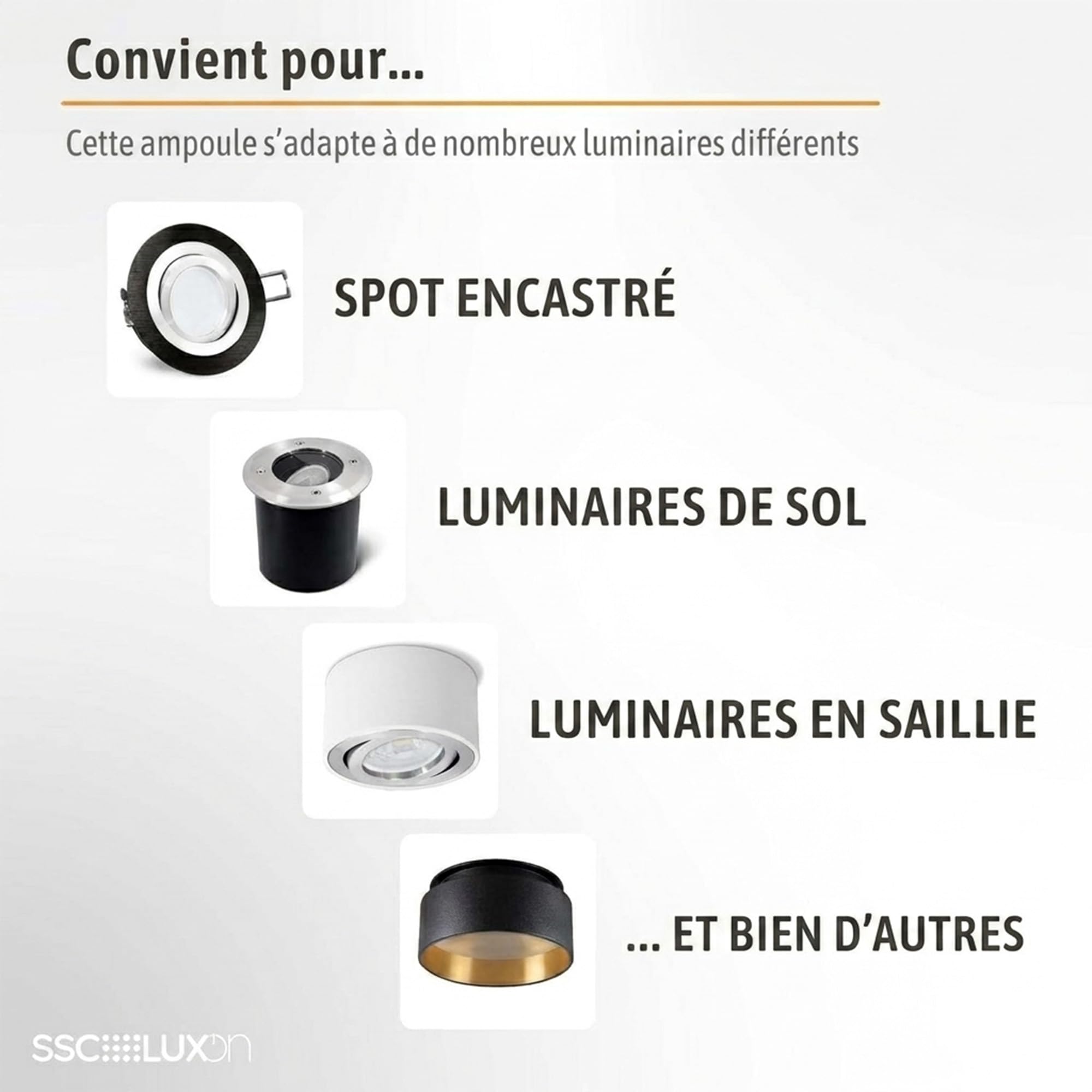 SSC-LUXon LumiFLEX Ampoule GU10 LED 3-en-1 Couleurs - Lot de 10, Blanc