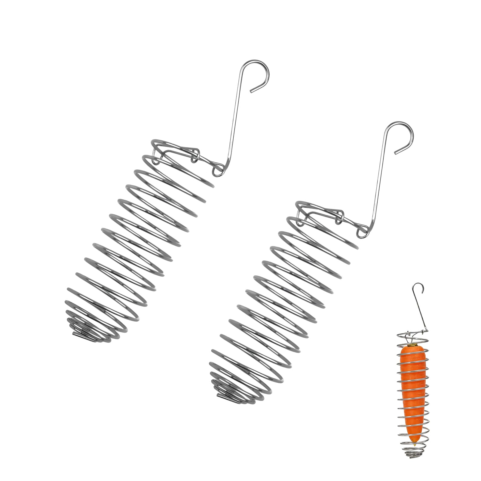 2 Pack Millet Holder for Bird Cage, Stainless Steel Parrot Foraging Toy Feeder, Hanging Spray Millet Treat Holder Bird Fruit Vegetable Basket for Parakeet Cockatiel Conure African Grey Lovebird