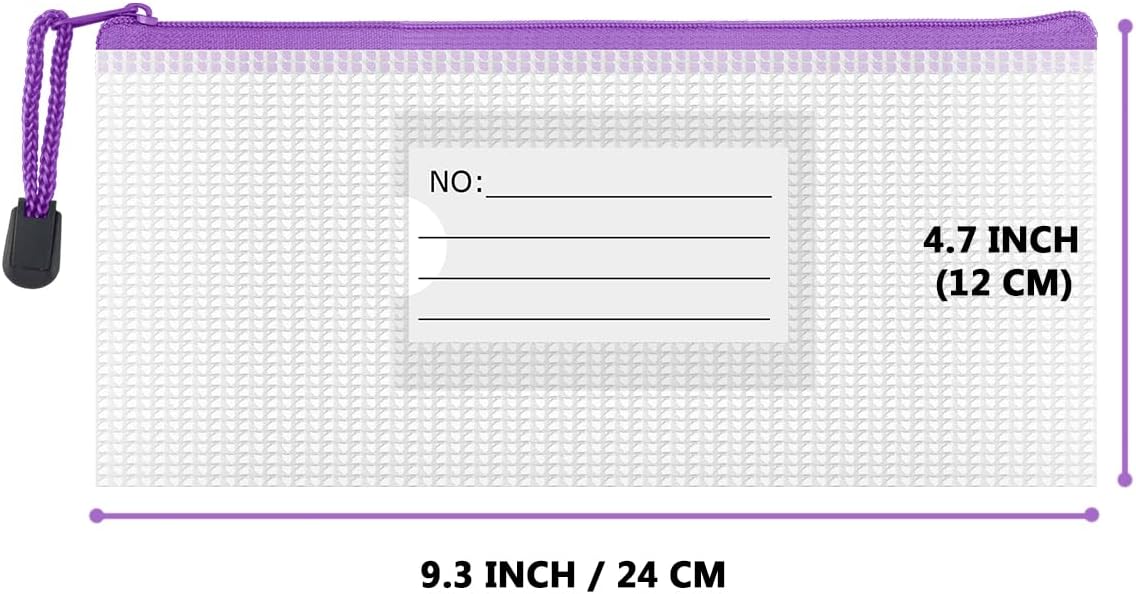 BOPART 24pcs Small Mesh Zipper Pouch 9.3x4.7 Inches Pencil Pouch Bags, Small Mesh Bag with Label Pocket for School & Office Supplies, Plastic Zip Bill Bags for Home Travel Storage & Organizing