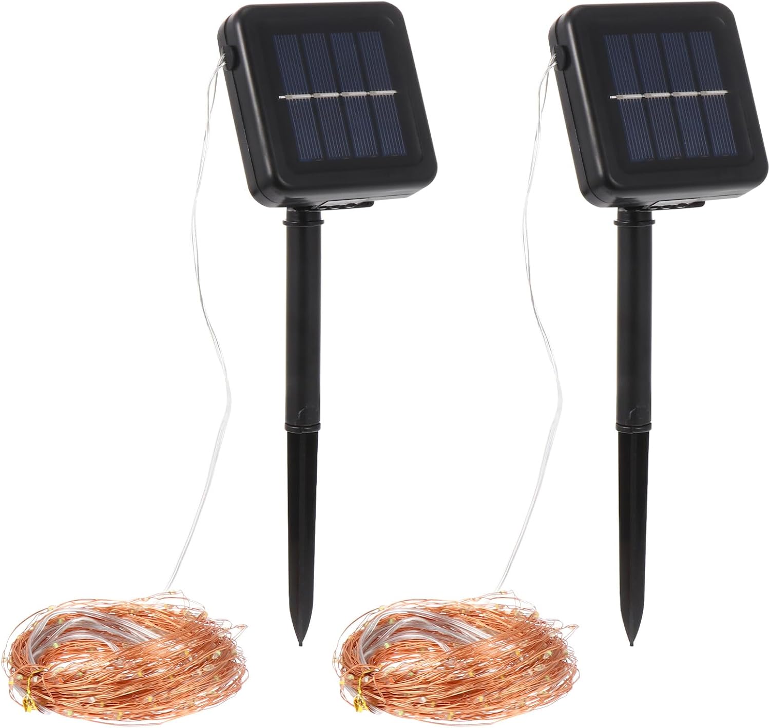 INOOMP Outdoor Solar String Lights 2 Sets Waterproof Copper Wire LED Garden Yard Decor 20m 200 Colorful Bulbs with 8 Lighting Modes for Patio Christmas Holiday