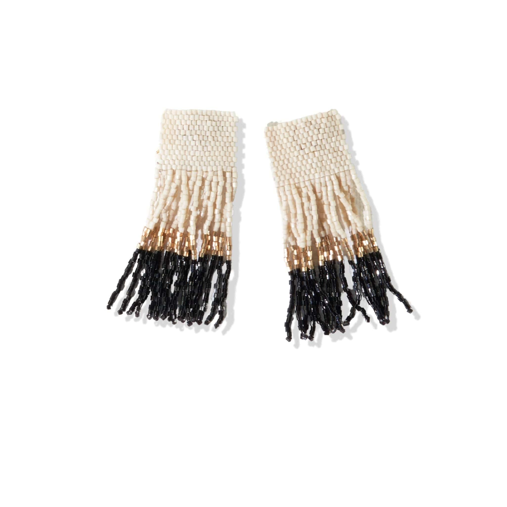 INK+ALLOY Ava Color Block 2-Inch Beaded Fringe Luxe Earrings Handmade Jewelry for the Modern Bohemian