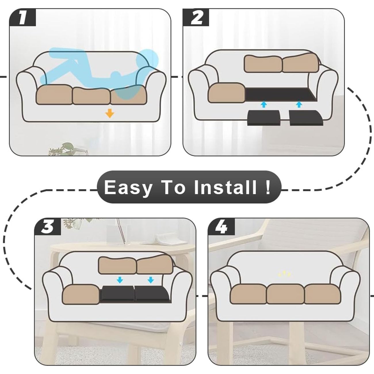 Espuma de Poliuretano para Relleno, 3 Piezas 70x70cm Almohadillas De Espuma De Alta Densidad para Sofá, Cojines de sofá hundidos reemplazables, Sillones de Poliuretano Expandido, Negro