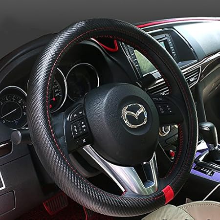 Amazon マツダ アクセラ Bm By アクセサリー カスタム パーツ Mazda Axela Bm By 用品 社外品 内装 レザーハンドルカバー Mx104 ハンドルカバー 車 バイク