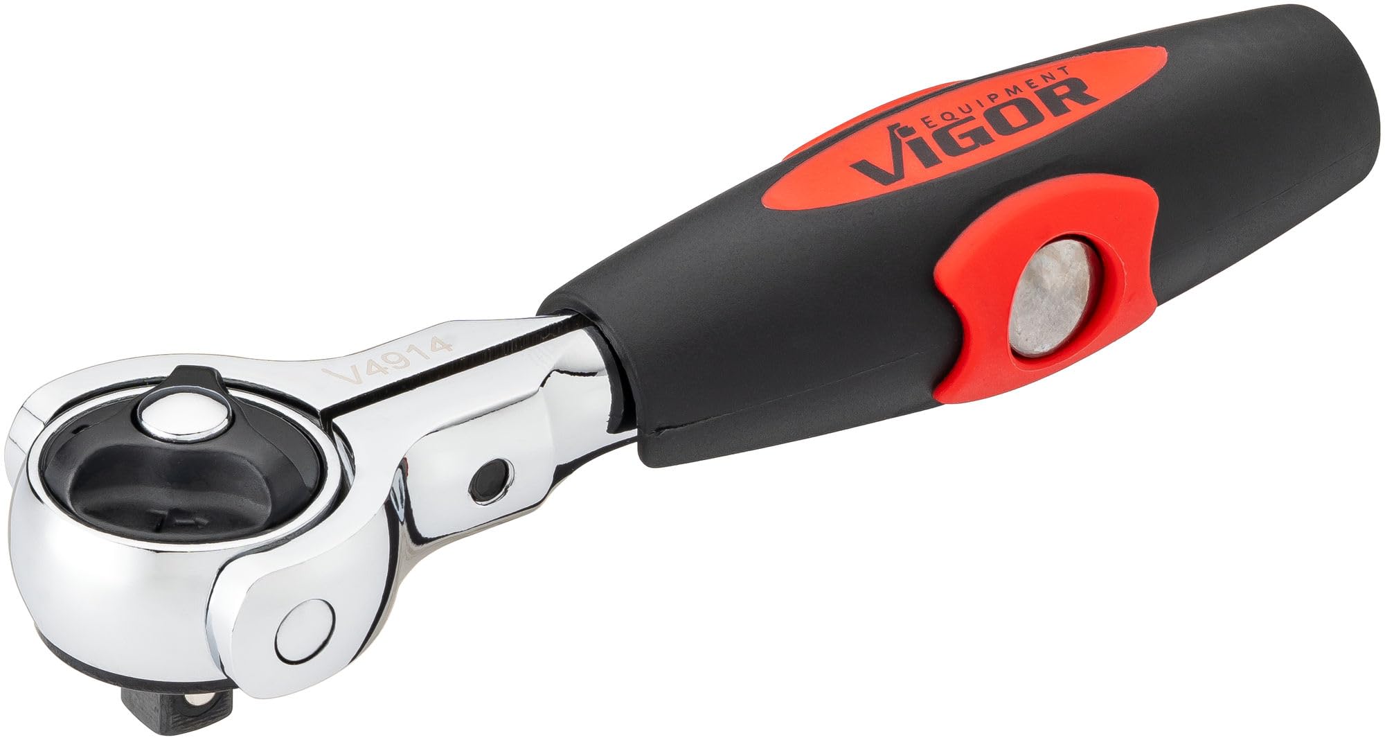 VIGOR V4914 Umschaltknarre, 1/4 Zoll Vierkant, T-Griff-Funktion, feinverzahnt, ergonomisch, für präzises Arbeiten auf engem Raum, schneller Rechts-Linkslauf-Wechsel