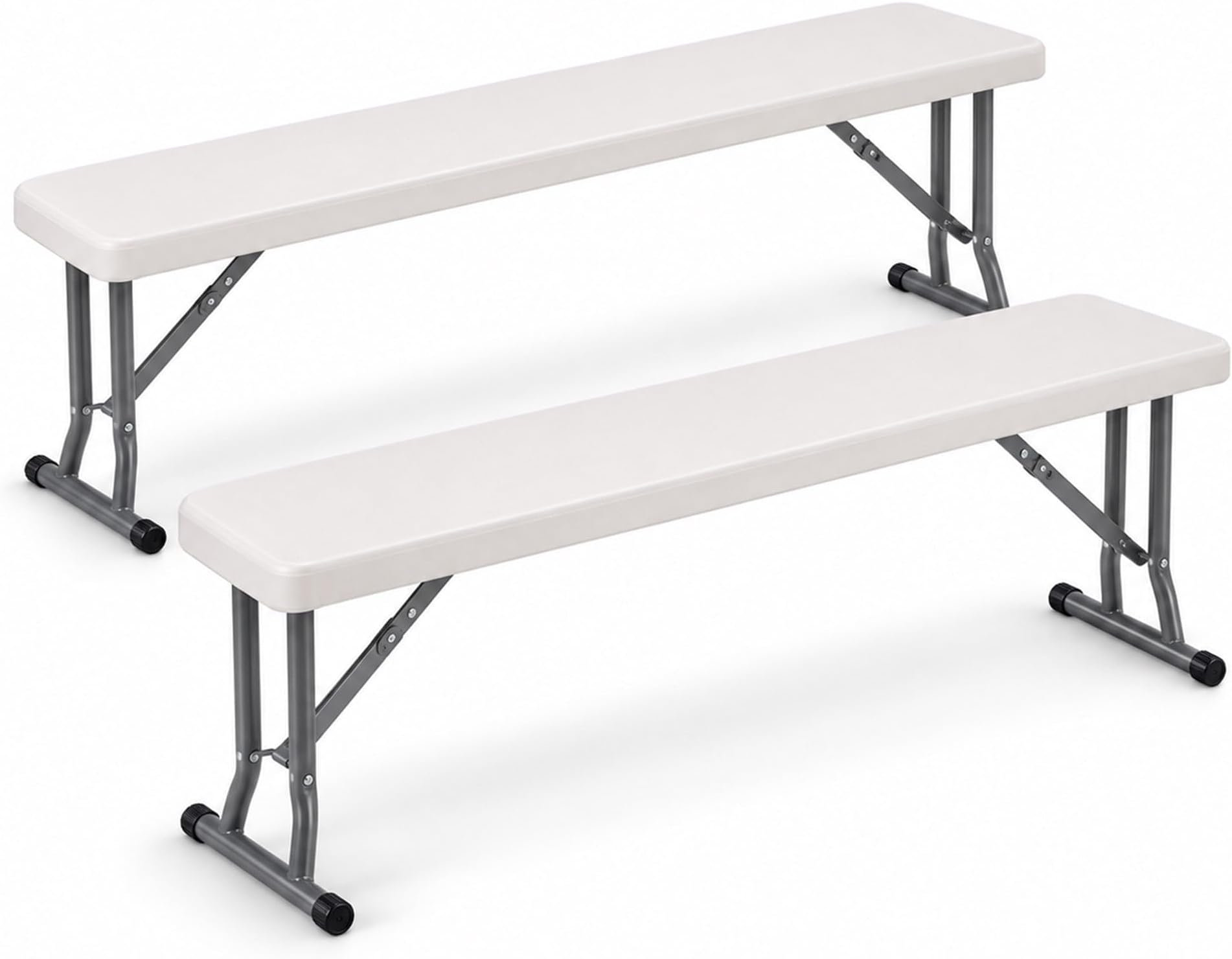 Oypla 2x 3ft 95cm Folding Heavy Duty Outdoor 2 Person Trestle Bench Chair