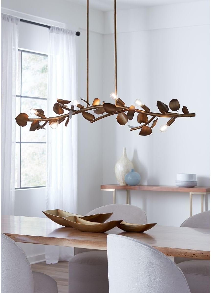 Progress Lighting Laurel 60W 7-Light Gold Ombre Island Light with Curved Leaves