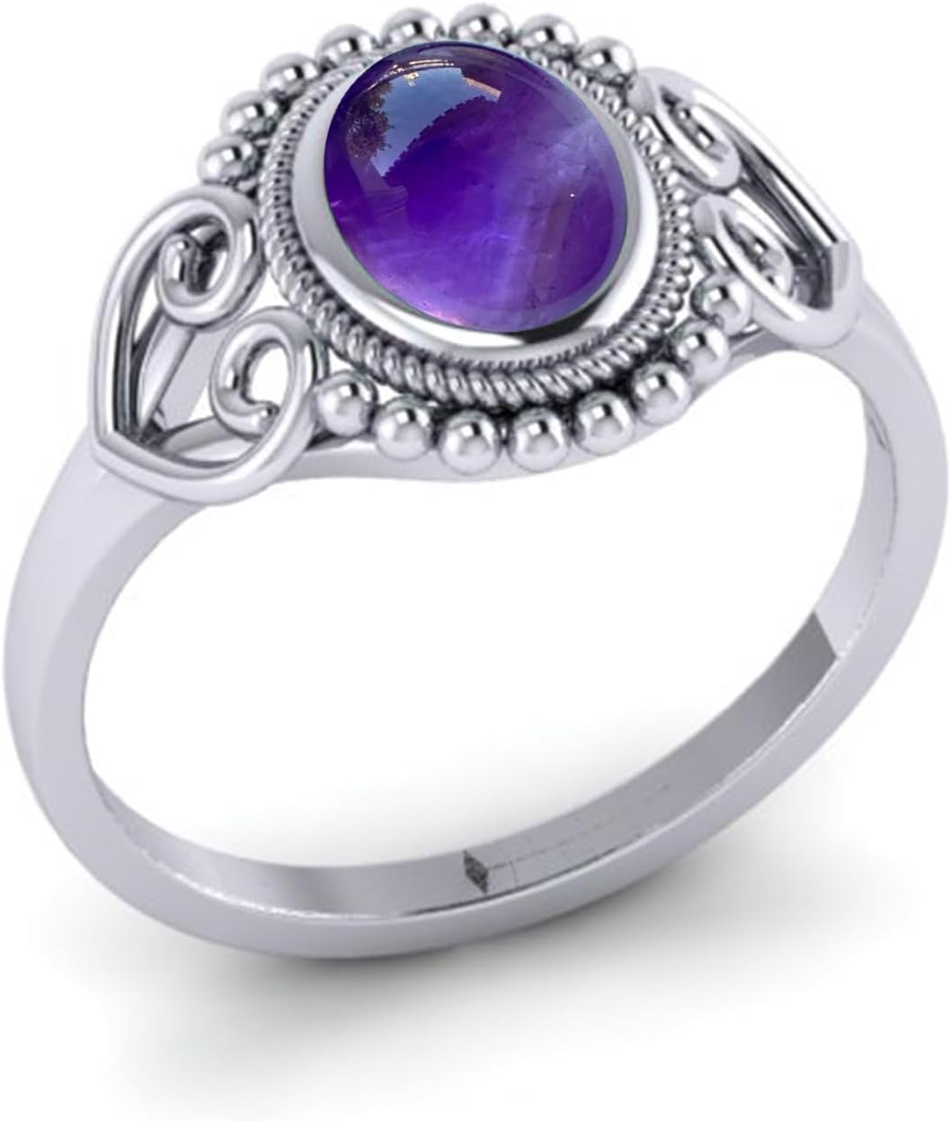 Oval Shaped Natural Black Onyx Gemstone Solitaire Statement Rings For Women, 925 Sterling Silver Birthstone Statement Ring Jewelry Gifts For Mom Wife