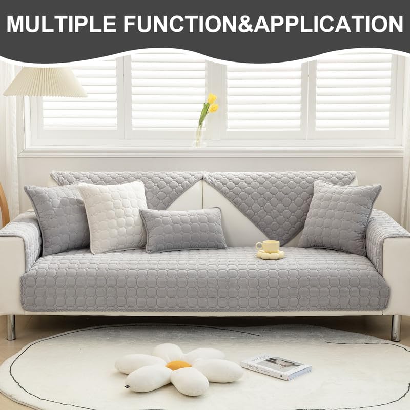 Miniatura 5 de JIAN YA NA Funda para sofá modular, funda de pana para mascotas y niños, antideslizante, lavable, protector de muebles para sofá de 3 cojines, sofá