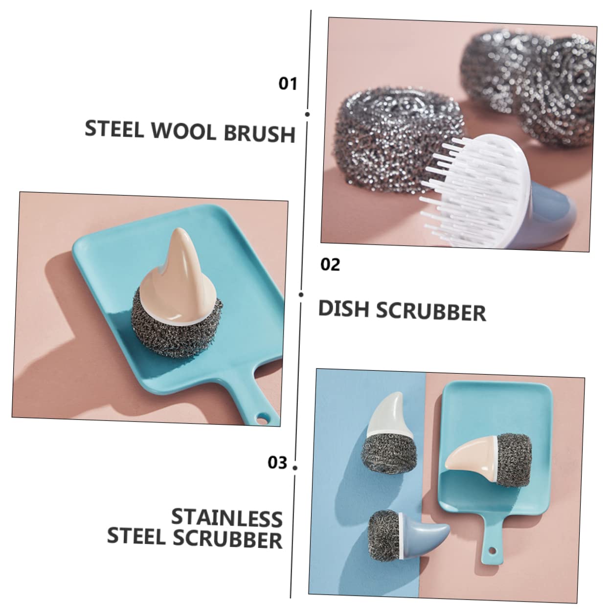 Ipetboom Dish Washing Scrubbers Stainless Steel Wire Ball Brush Dish Scrubber Pot Brush