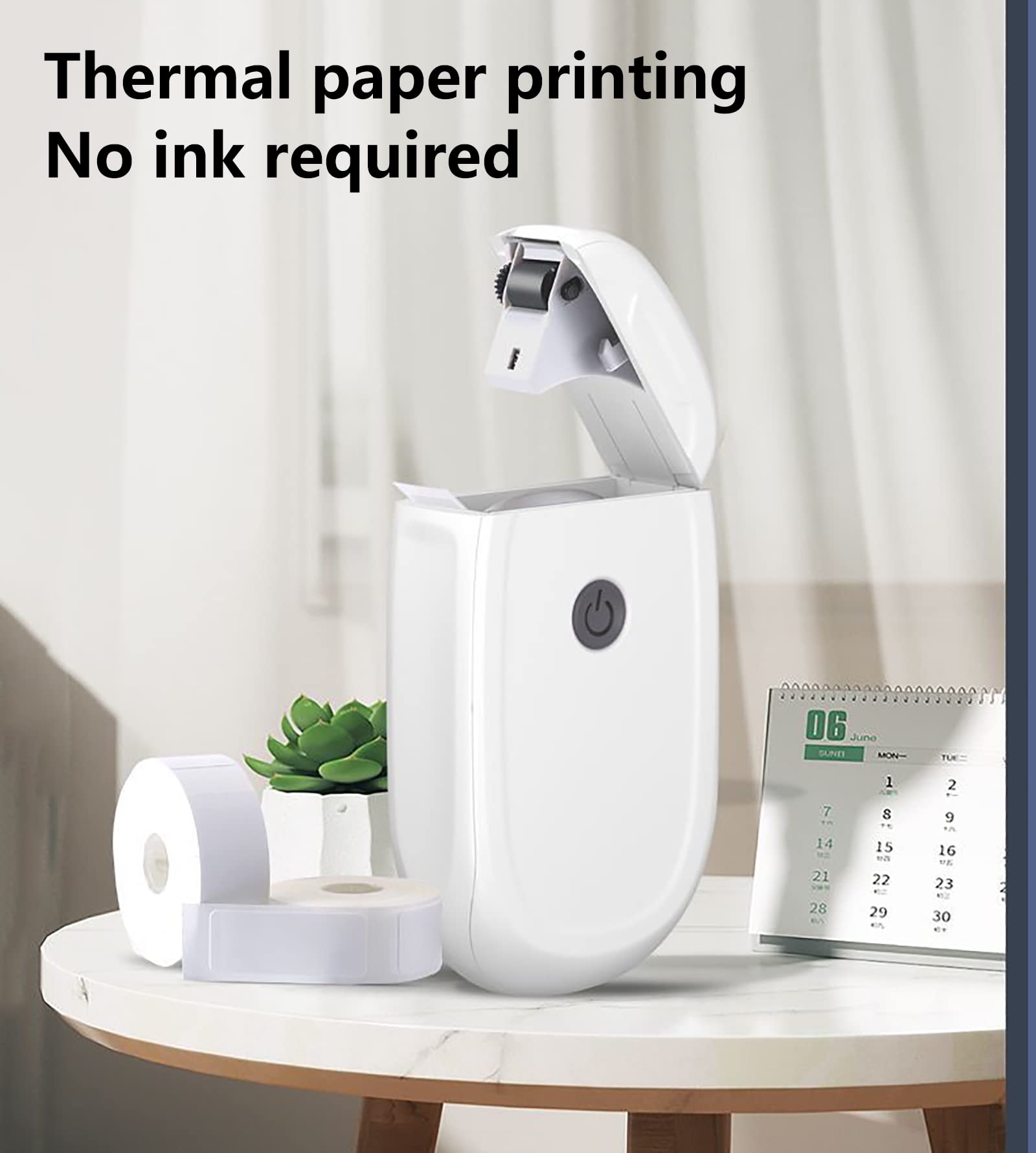 WANGCL Mini Bluetooth Handheld Labelling Device Thermal Labelling Device Compatible with iOS and AndroidWhite 1 Roll of Labels + Storage Bag - Image 3