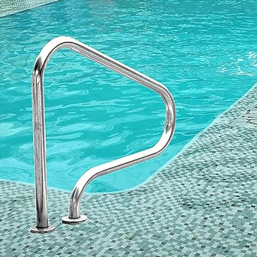 Barandilla plateada para piscina, acero inoxidable 304, fácil de instalar, para piscinas y parques acuáticos, color plateado inoxidable