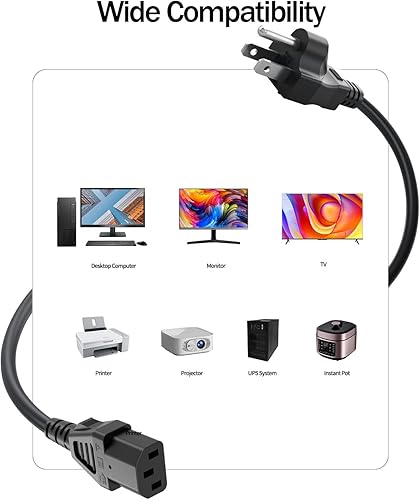 Miniatura 3 de Superer Cable de alimentación de CA de 3 clavijas para Vizio TV, Vizio VX32L VW32L VX37L VW26L VA6 VMM26 LCD TV de repuesto (cable con certificación