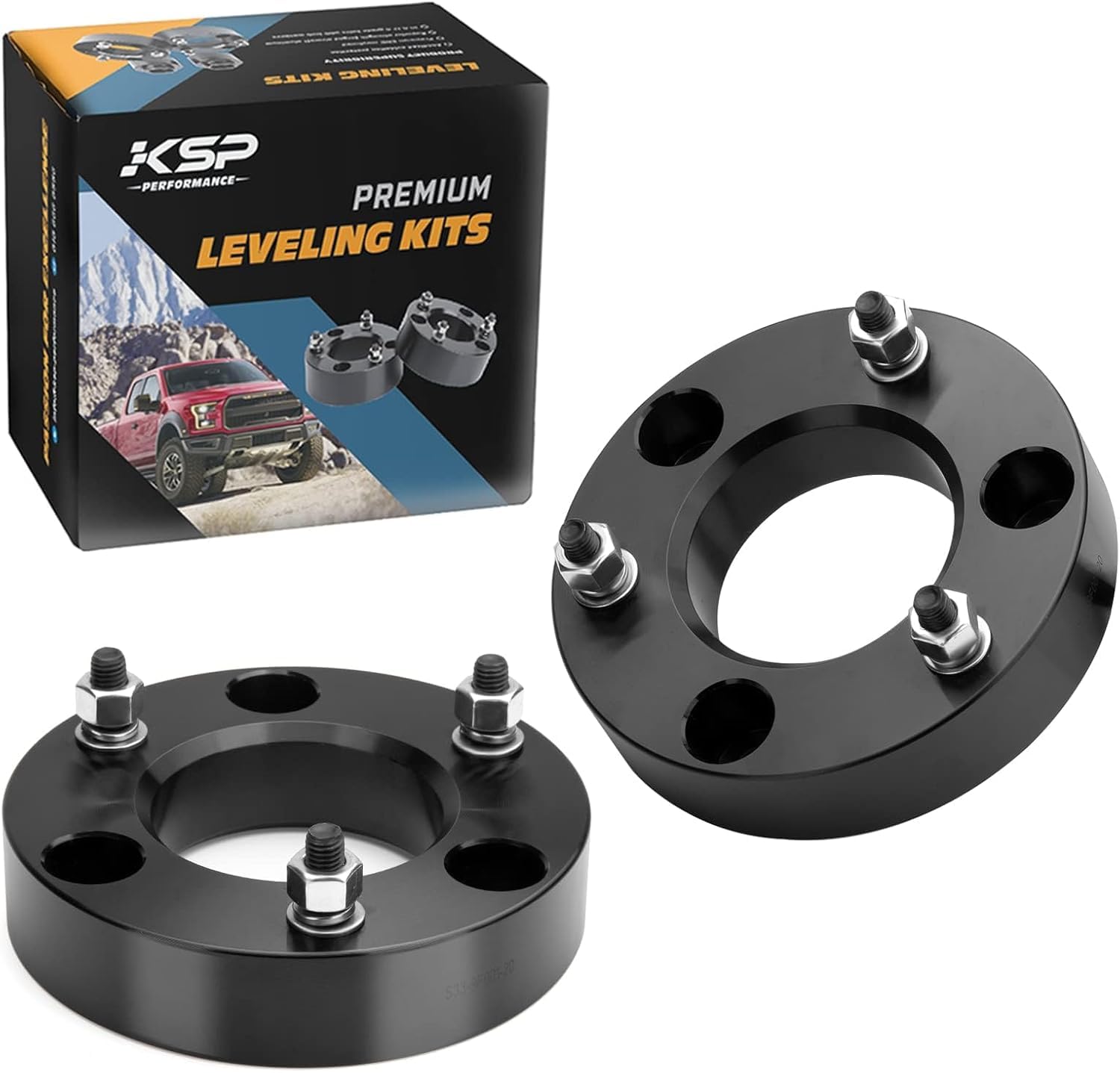 KSP 2" Silverado Leveling Lift Kits, 2in Front Suspension Lift Spacers Compatible With Chevy Silverado GMC Sierra 1500 2007-2026, 2pcs Aluminum Strut Spacers Increase 2inch Space on Pickup&amp;Trucks
