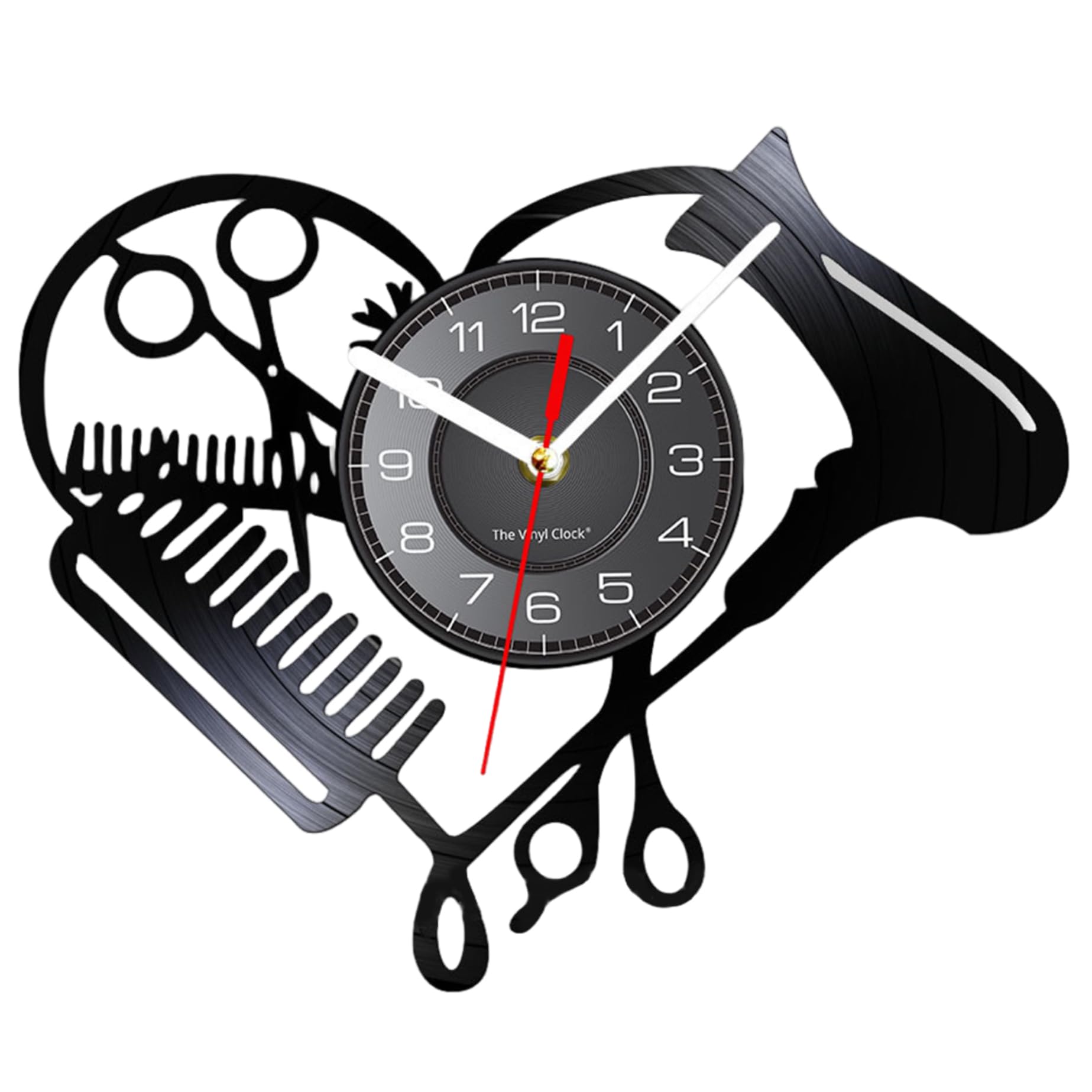 Horloge murale salon de coiffure silencieuse 12 pouces décoration murale coiffeur à piles