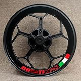 ROANNY Stickers Ensemble Complet 17 Pouces Roue pour Ducati Corse Drapeau Tricolore Logo Décalcomanie Jante V4 797 748 1098 S 821 696 Monster 1100 Autocollant Réfléchissant (Color : 22)