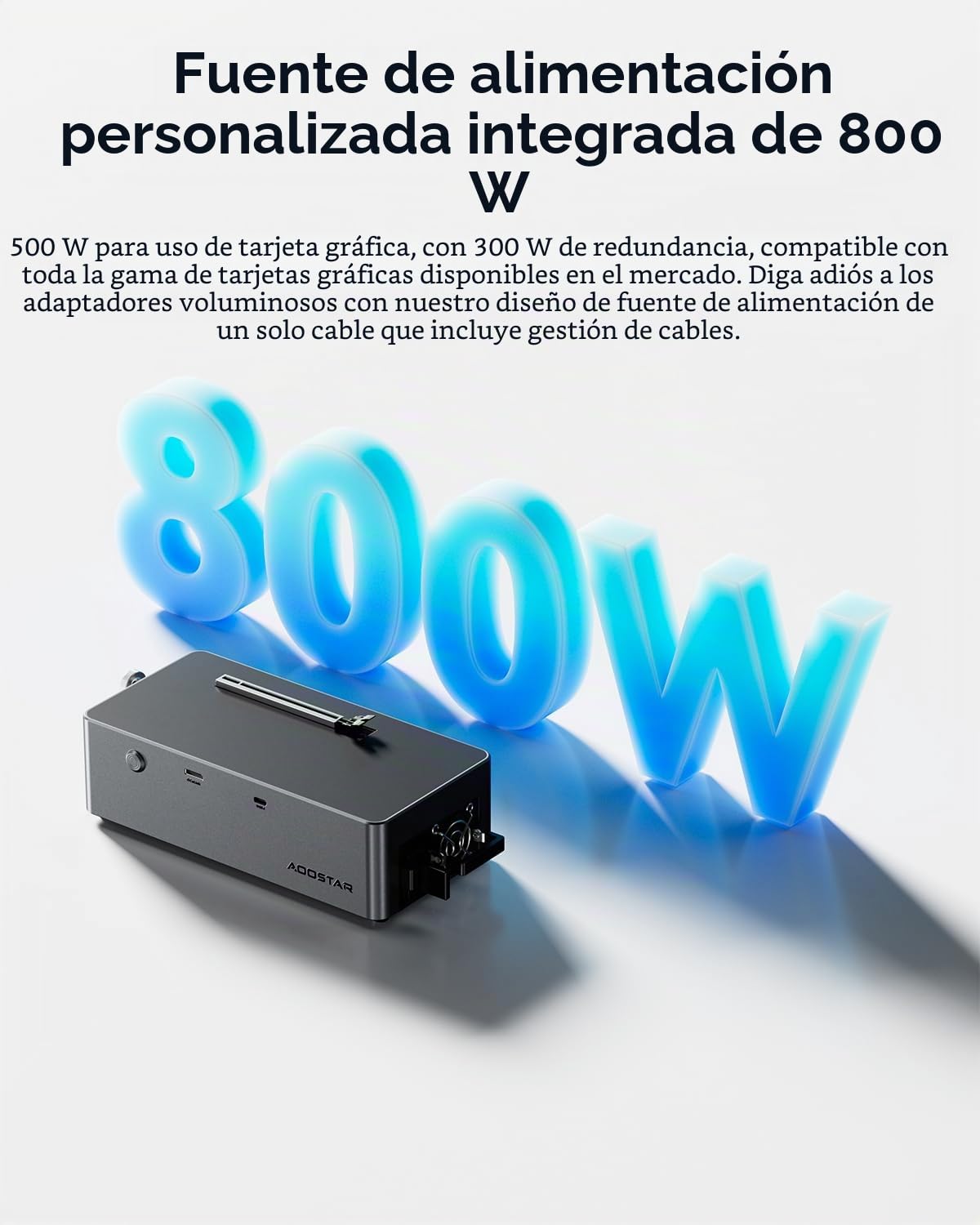 AOOSTAR AG02 eGPU Estación de Acoplamiento con Oculink, Docking Station para GPU Externa, USB4.0 admite Fuente de alimentación inversa 100W, Fuente de alimentación integrada 800W, para GPU hasta 500W