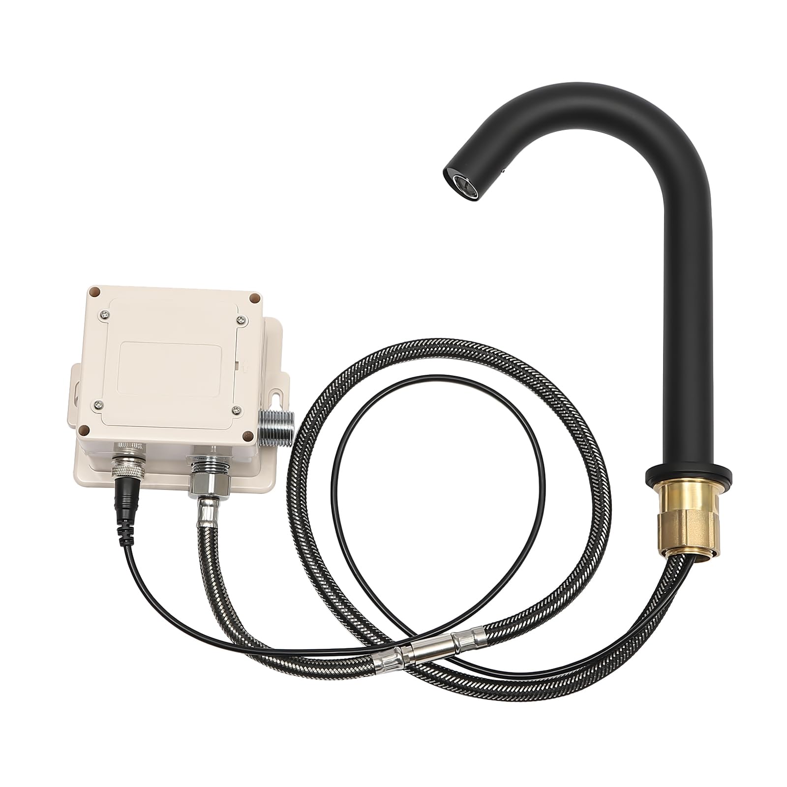 Robinet infrarouge, mitigeur de lavabo avec capteur automatique, robinet automatique de salle de bain sans contact, noir