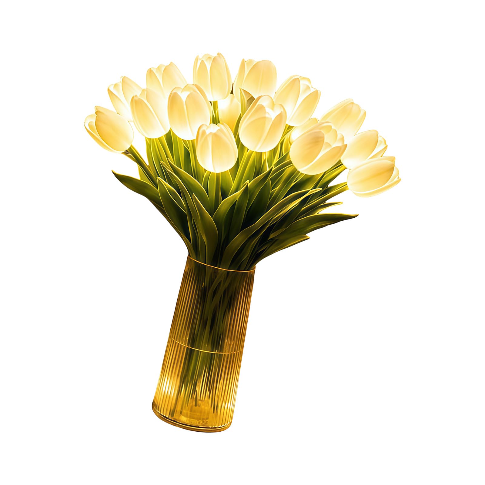 AOSAIXIS Radiant Light, 10PCS Floral Lights with Glass Vase, Twinkling Tree Tulips for Bedroom Decoration and Night Lighting, Bookshelf Mood Light, Bedside & Decor