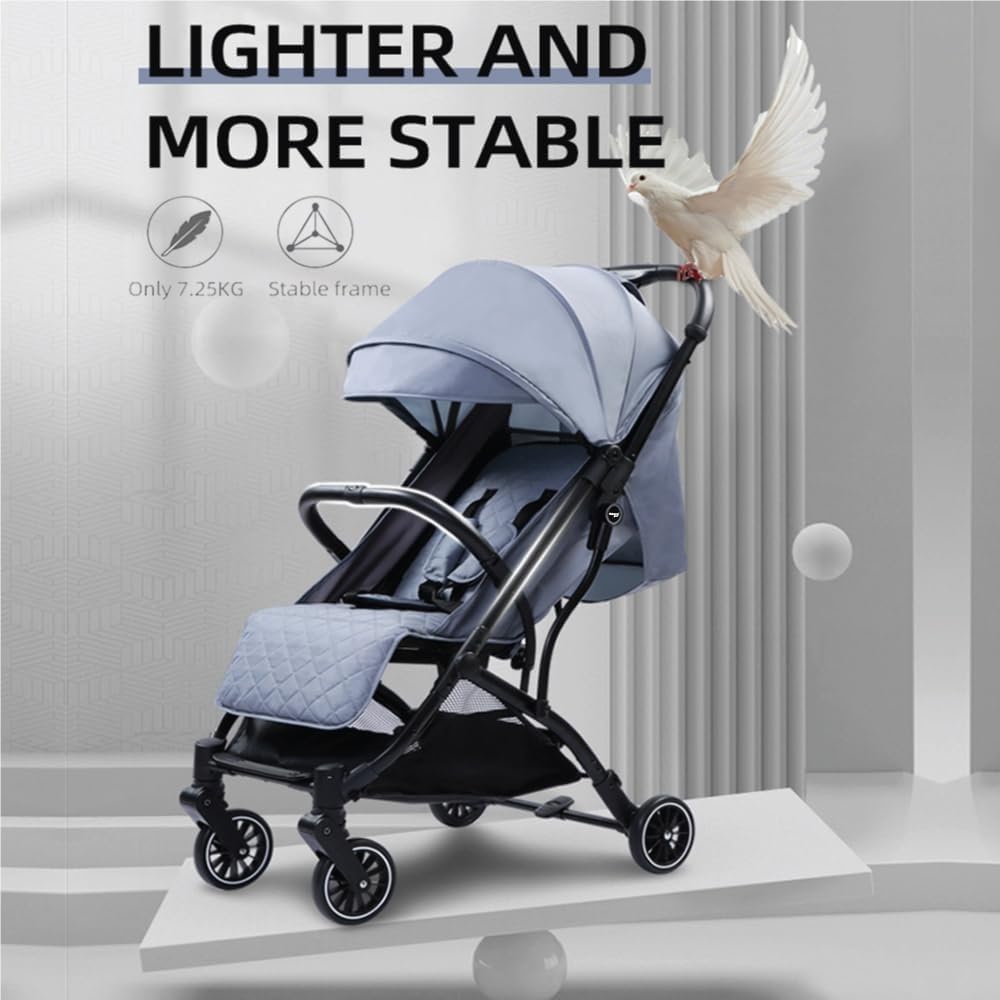 Lightweight Travel Baby Stroller for Airplane - Multi-Position Reclining Seat Cabin Trolley for Toddler of 0-3 years & (up-to 15kg) | Compact Fold | Storage Basket-MK605