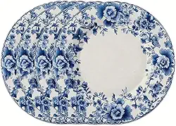 Jogo americano Qinghua porcelana retrô jogo americano azul floral linho adequado para mesas organizadas internas e externas