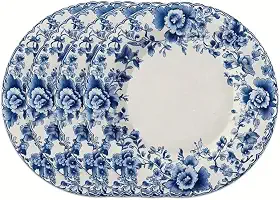 Jogo americano Qinghua porcelana retrô jogo americano azul floral linho adequado para mesas organizadas internas e externas