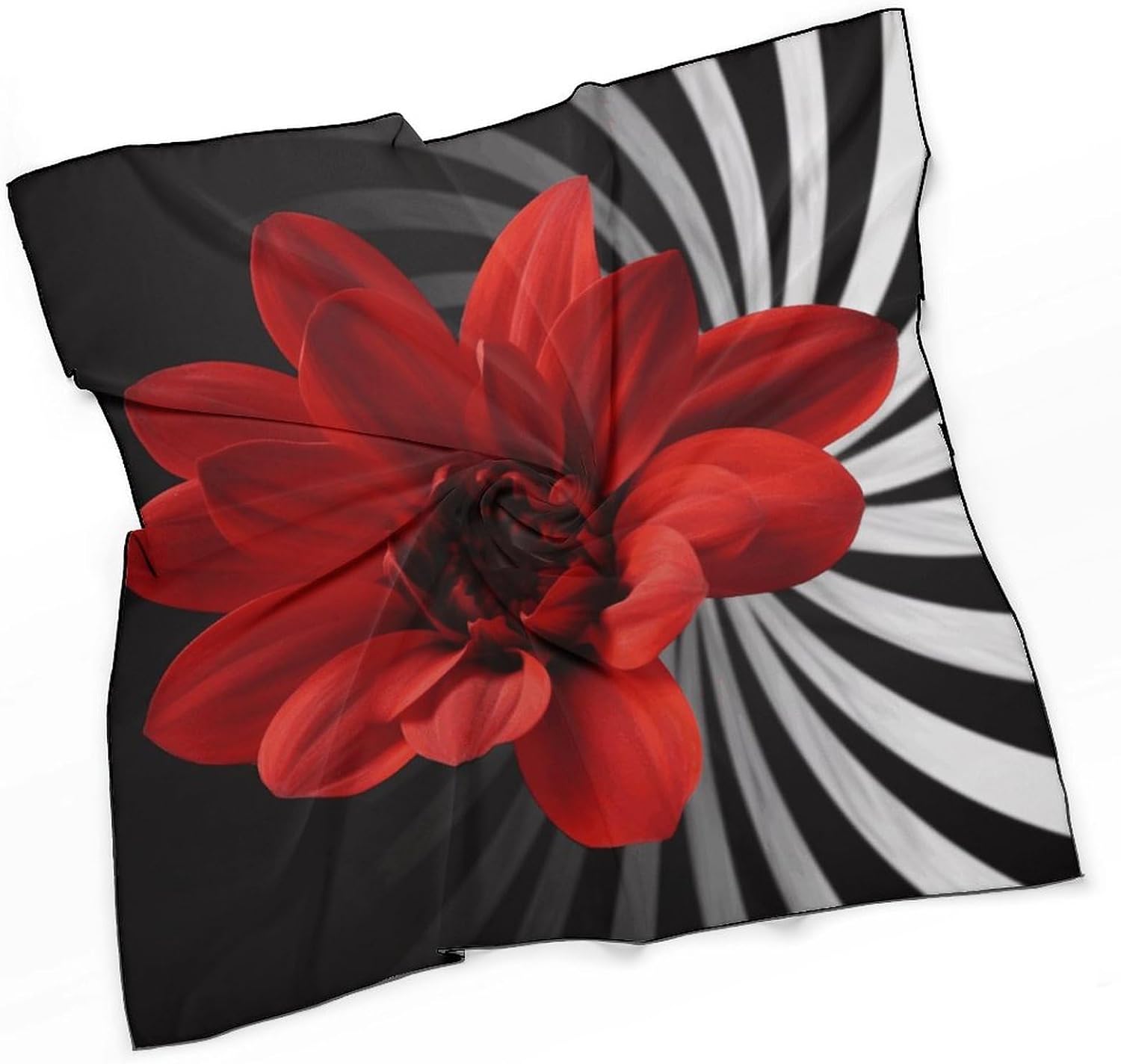 Red Flower Hair Scarf for Women, Lightweight Square Head Shawls for Men, Fashion Neckerchief for Travel, Hair Bandanas, Silk Satin Neck Scarf for Sleeping, 27 Inches