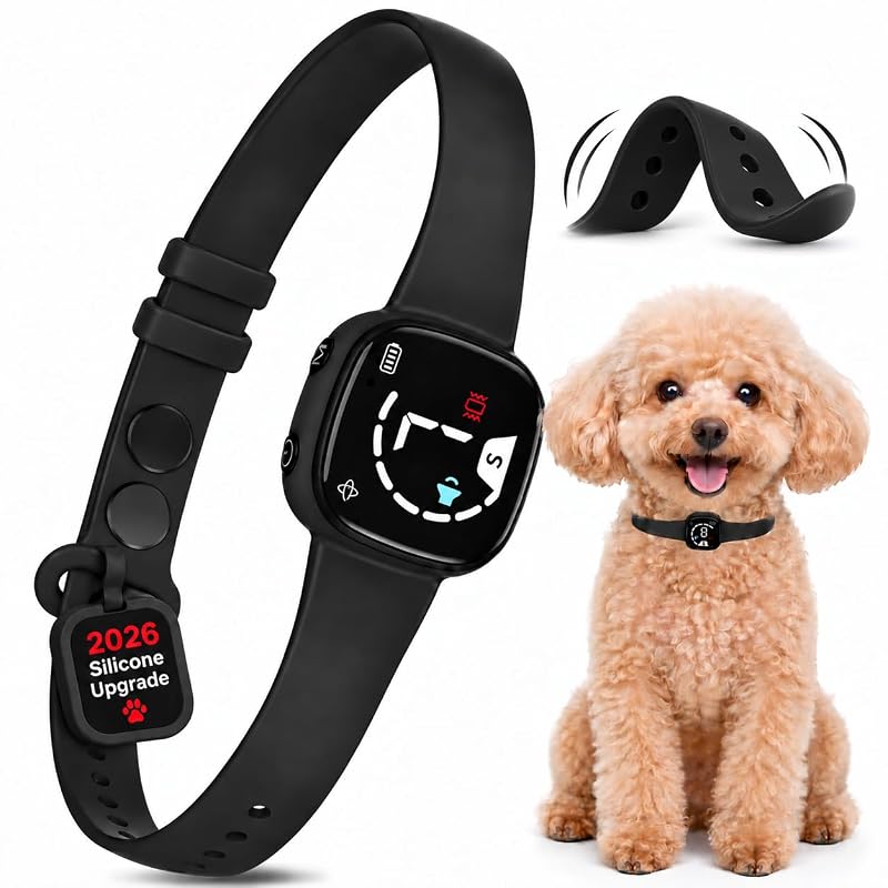 Coleira antilatido para cães SLAYKAM com sensor duplo, silicone, 3 modos e 8 níveis de sensibilidade NSP-100, Ink Black