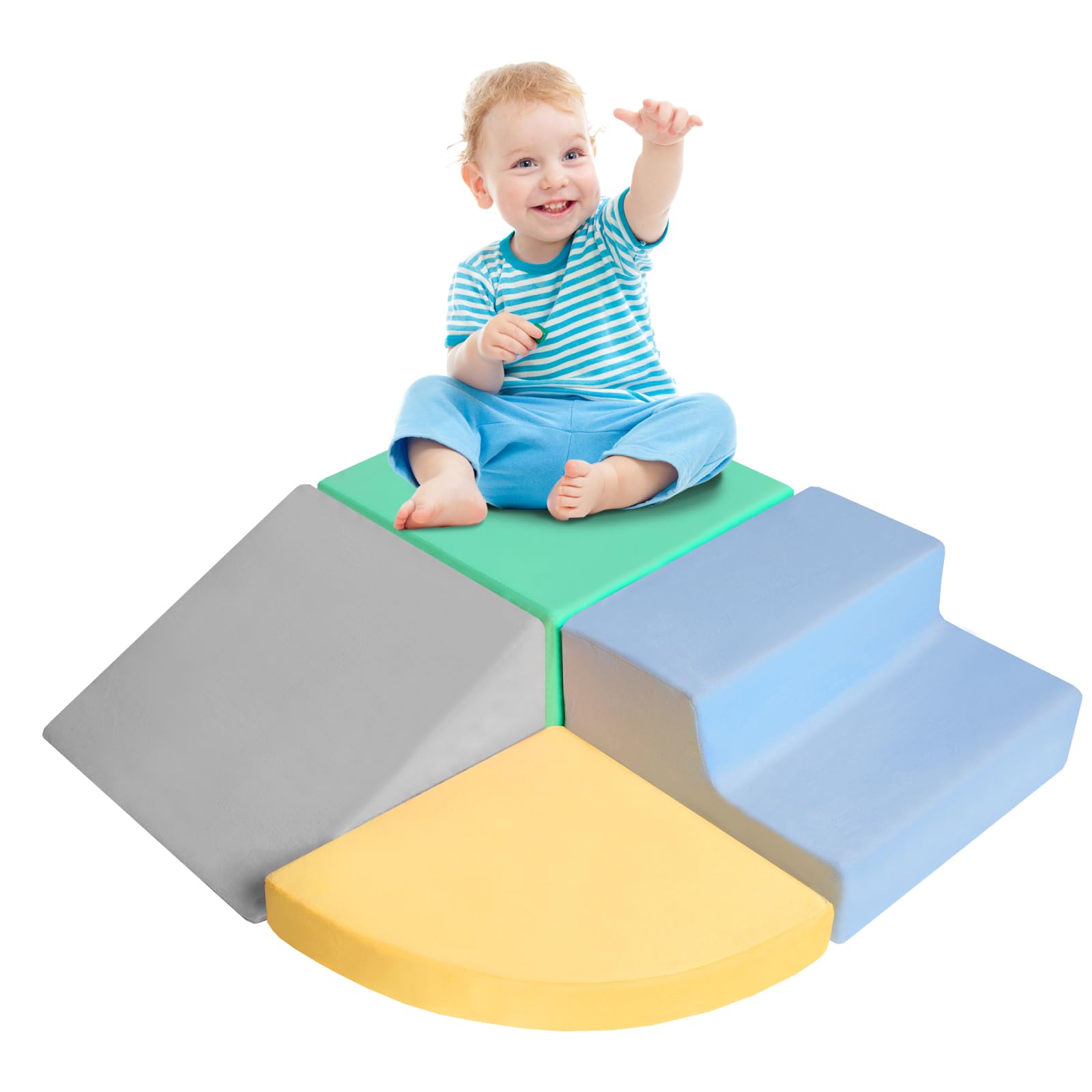 HHH HIKECUCAN Climbing Toys for Toddlers 1-3, Foam Climb Blocks for Baby?4-Piece Baby Climbing Crawling Toys Soft Foam Blocks Activity Play Set