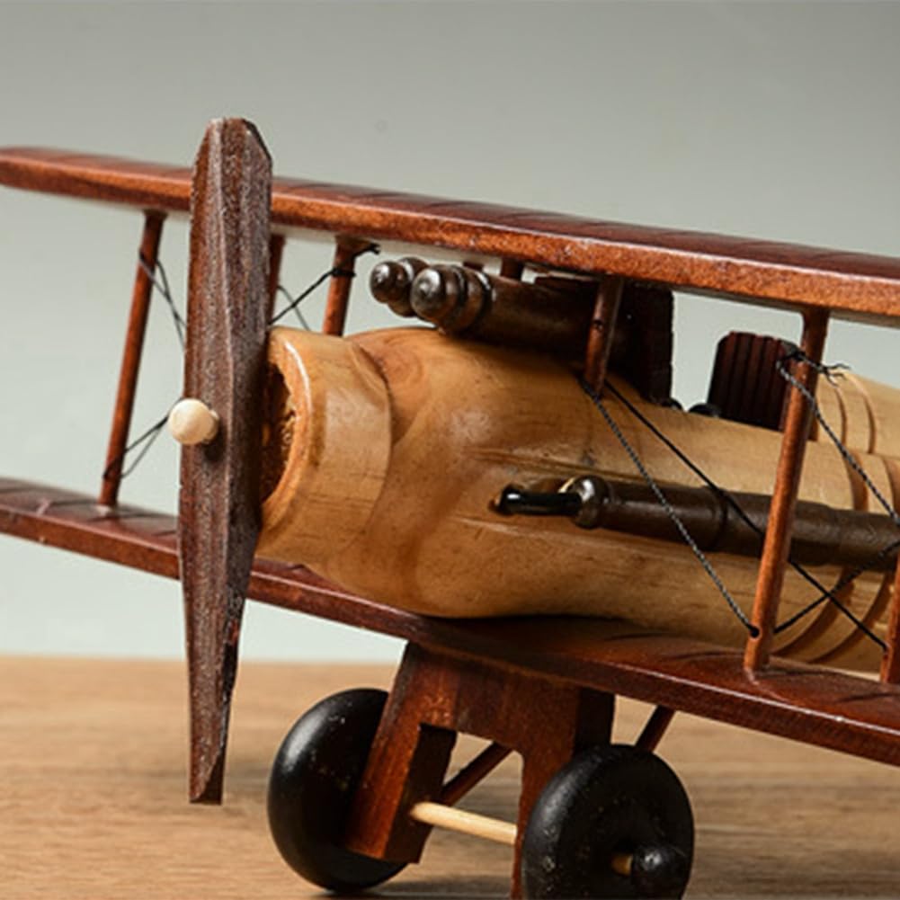 Modello di aereo vintage a vela biplano in miniatura giocattolo per appassionati di aviazione come regalo o da collezione, 35 x 31 x 10 cm