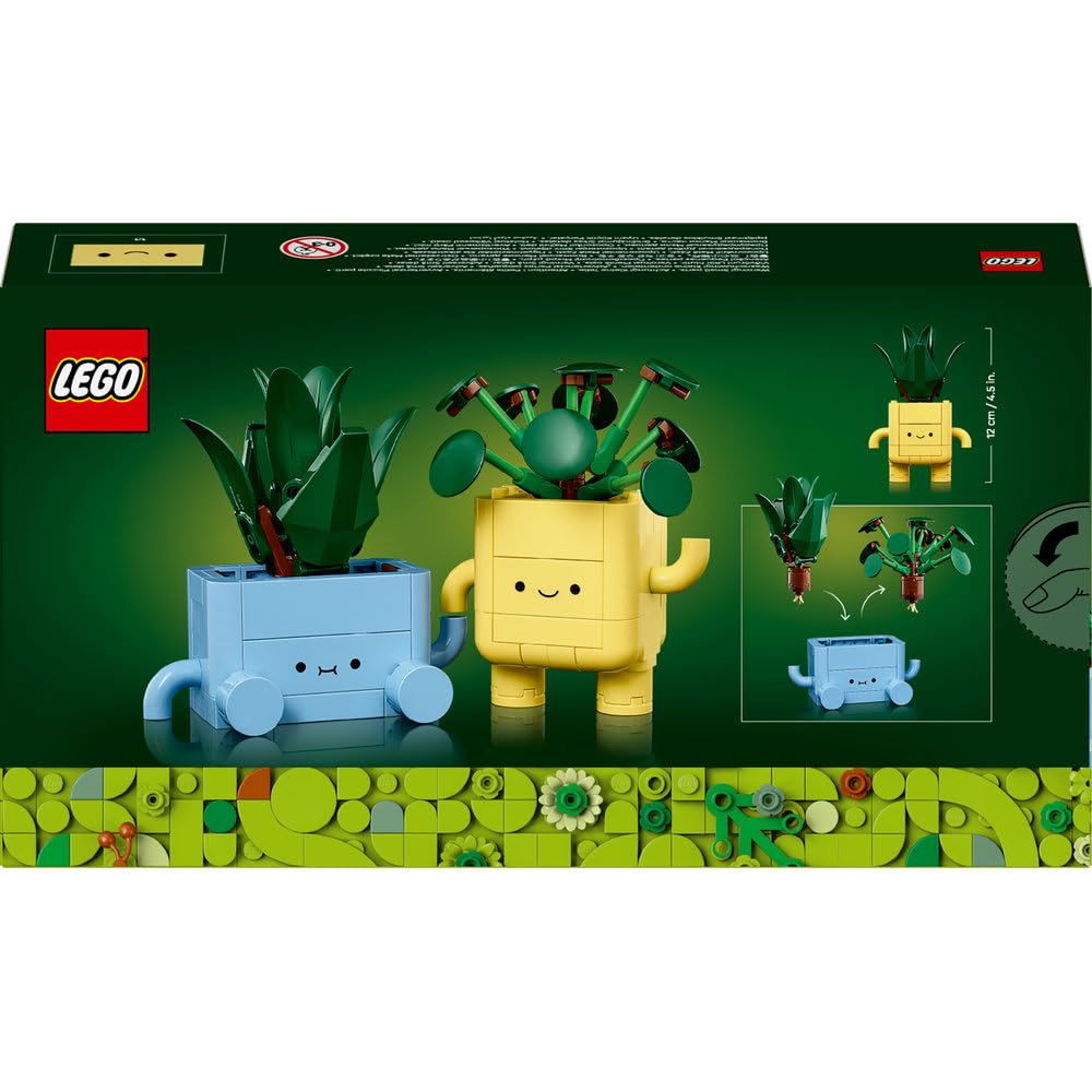 LEGO Botanicals Wesołe roślinki, dracena i pilea w doniczkach, zabawka konstrukcyjna dla dziecka, pomysł na prezent dla 9-latki, dla dziewczynki i chłopca, dekoracje do pokoju dziecięcego 10349