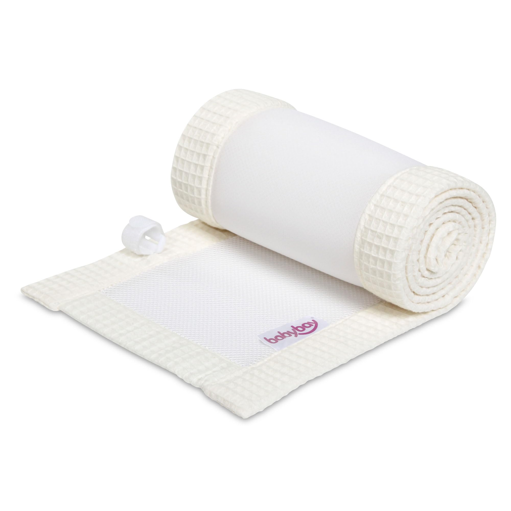 babybay Paracolpi 3D in rete piqué a nido d'ape, adatto per modello Maxi, Boxspring, Comfort e Comfort Plus, avorio