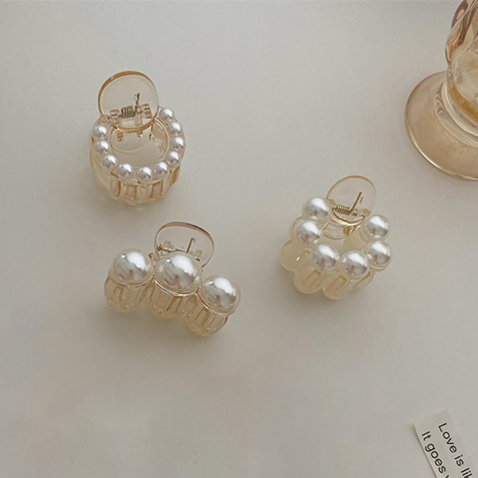 Pearl Hair Claw Clips Set of 3 for Women Thin Hair Elegant Stylish Comfortable Amazon.com : 3 Pcs Pearl Hair Clips Small Hair Clips Pearl  main image 3