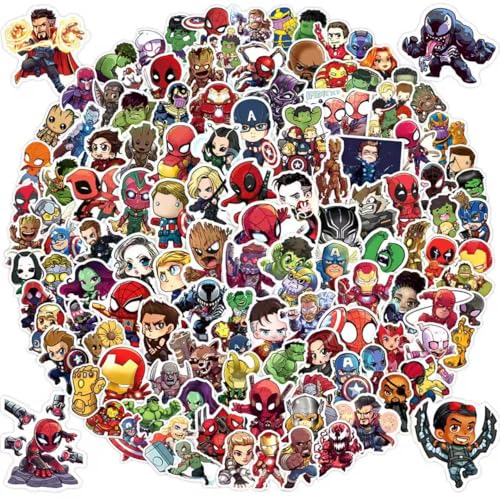 200PCS Cartoon Character Superhero Stickers for Kids Waterproof Vinyl Superhero Stickers Bulk for...