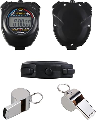 Miniatura 5 de Vicloon Cronómetro deportivo digital con silbato de acero inoxidable, pantalla LCD grande adecuada para fútbol, baloncesto, correr, natación,