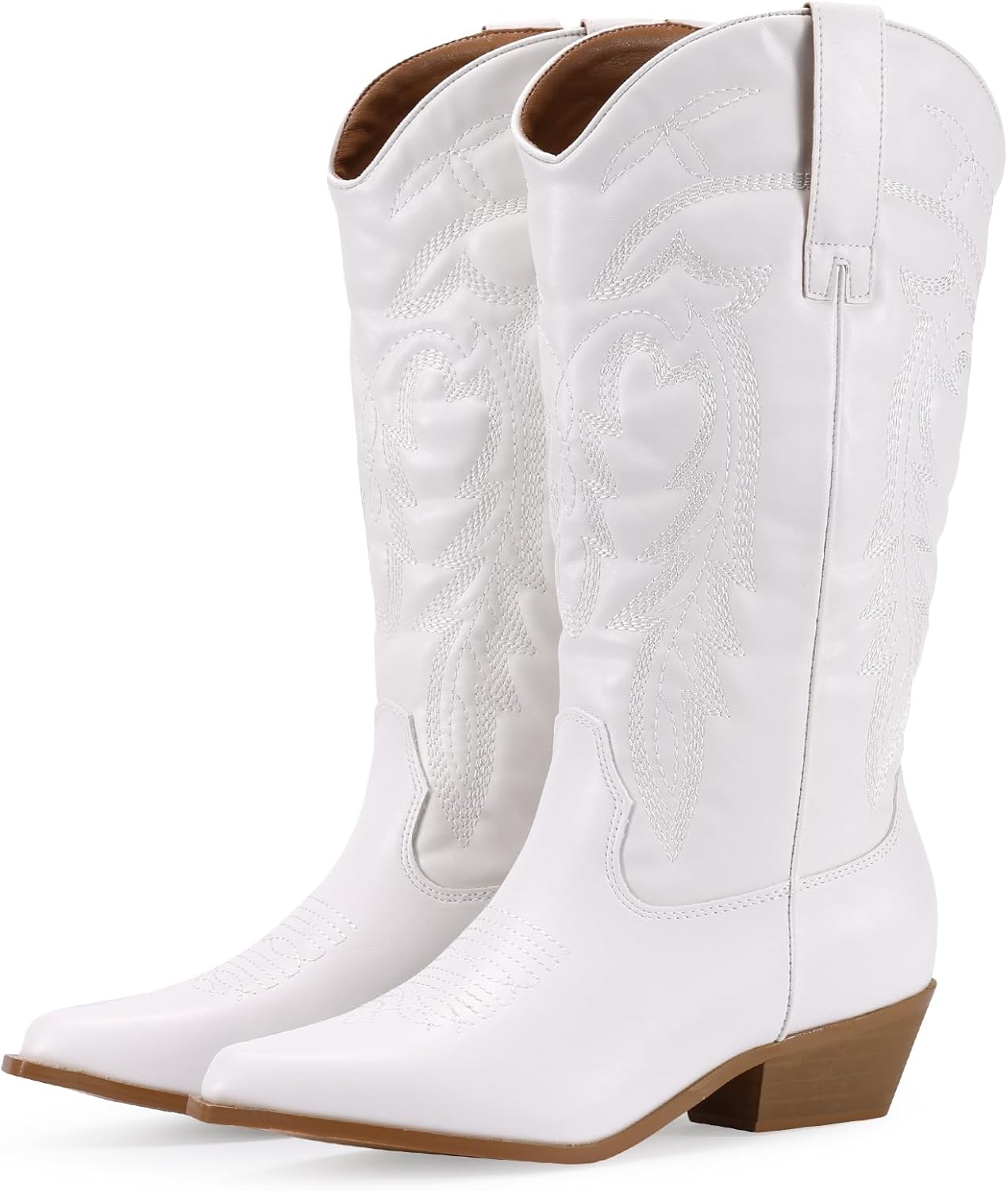 RLW Cowboy Boots for Women, Pointy Toe Cowgirl Boot, Mid Calf Ladies Western Boots with Chunky Heel Fashion