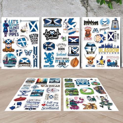 Image of Scotland Travel Stickers 50 Pieces Vinyl Waterproof Decal for Laptop Water Bottle Phone Car Window Bike Motorcycle Stakeboard Scrapbook Scotlands Sticker Gifts