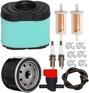 HIFROM Air Filter Cleaner Cartridge Pre-Filter Oil Filter Fuel Filter Line Shut Off Value Spark Plug Tune Up kit Replacement for John Deere L120 L118 LA150 LA175 D160 E160 Z225 Z245 Z435 Lawn Mower