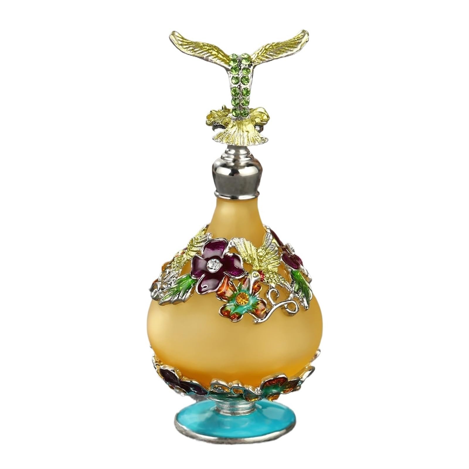 EDvkrgqx Portable Perfum Spray Bottle, Perfume Atomiser Refillable Gold White Metal Enamel Glass