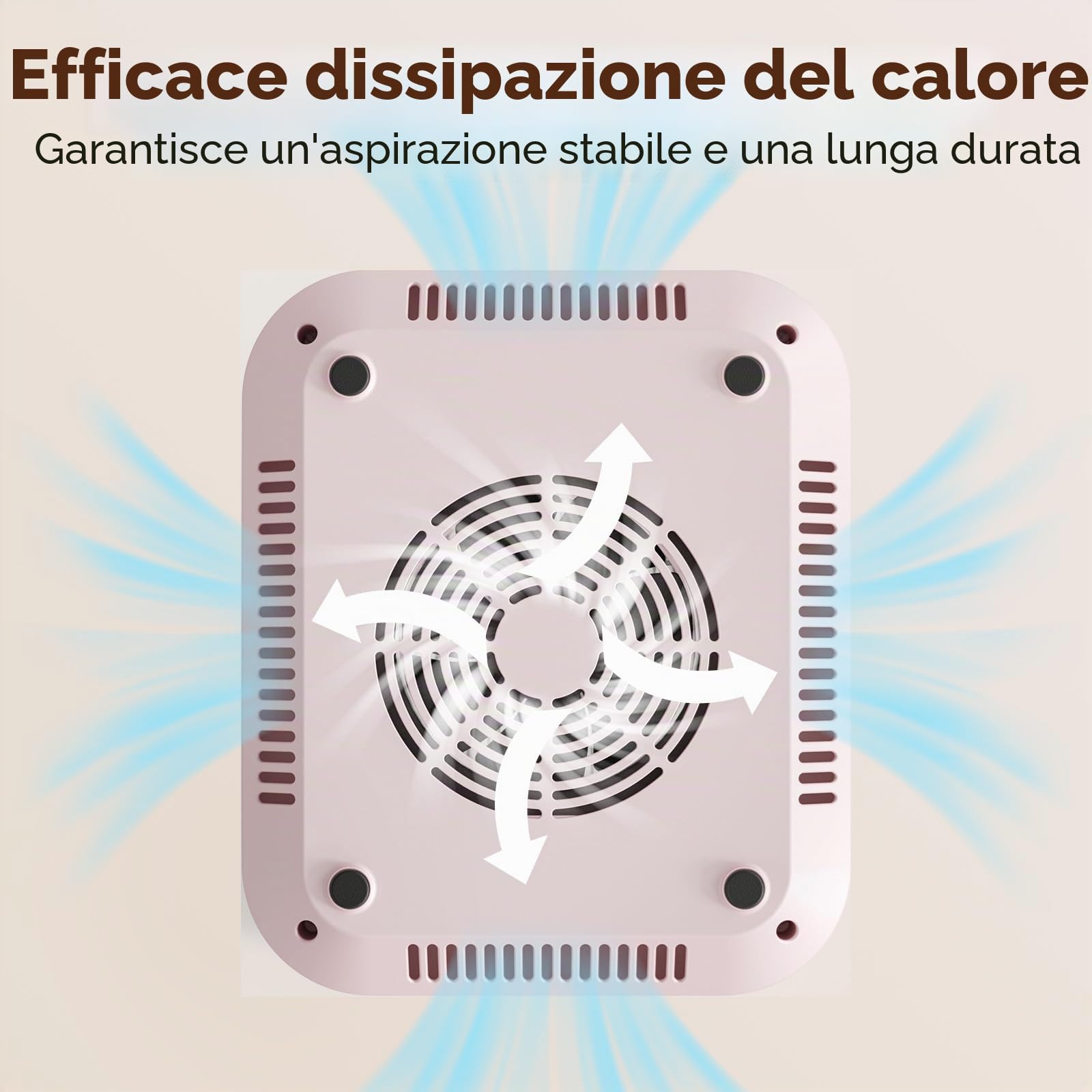 Aspiratore di polvere per unghie professionale, velocità variabile continua a 4300 giri/min, display a LED per nail design, nail art, acrilico, gel, pedicure e manicure (rosa)