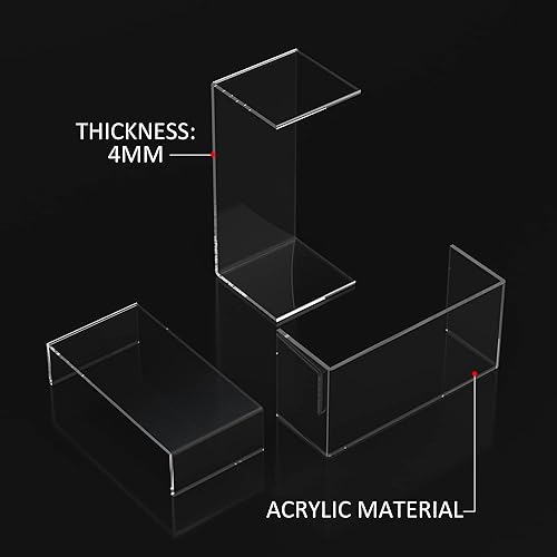 Miniatura 5 de Estante elevador transparente, 3 piezas, organizador de estantes de exhibición de acrílico rectangulares de escritorio, soportes acrílicos para