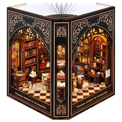 Book Nook Kit with Nightlight &ndash; Type-C and Battery Powered DIY Bookshelf Decor, Perfect for Home...