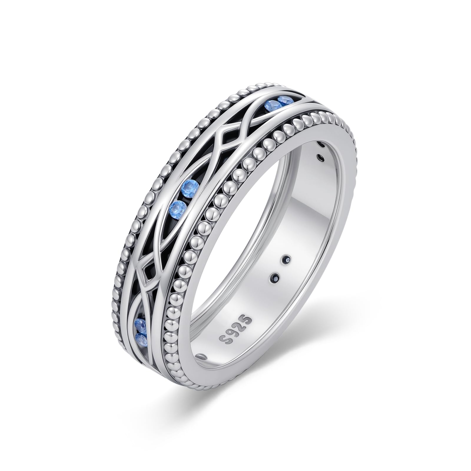 Anillo de ojo malvado para hombre plata 925 protector contra vibraciones 8