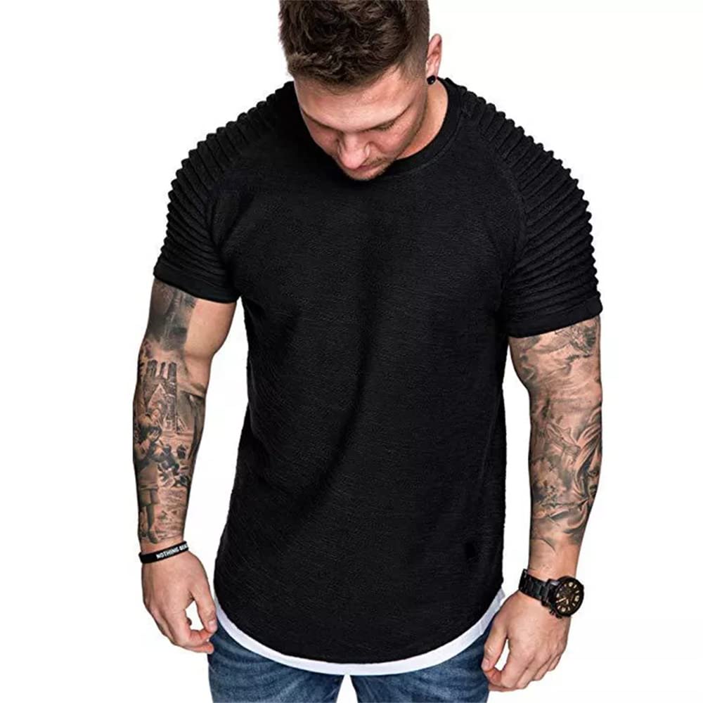 RIOXSMens V Neck T-Shirts Tops Casual Basic Shirts Summer Slim Fit Tee