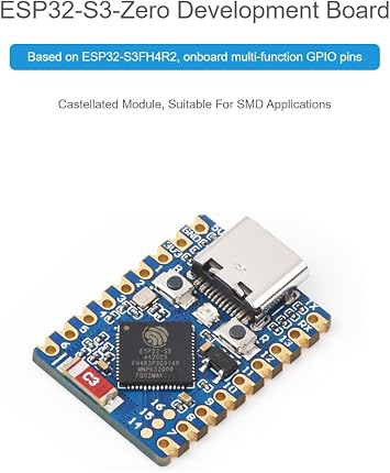 waveshare ESP32-S3 Mini Development Board with Pre-Soldered Header,2.4GHz Wi-Fi,Bluetooth 5 Support,Based on ESP32-S3FH4R2 Dual-Core Processor,240MHz Running Frequency, USB Type-C Port